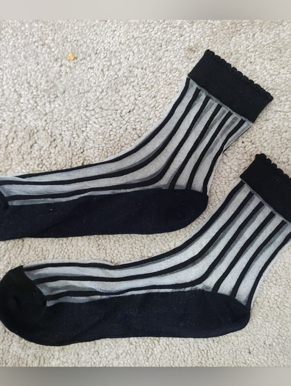 NWOT - Black Transparent Striped Contrast Women's Socks